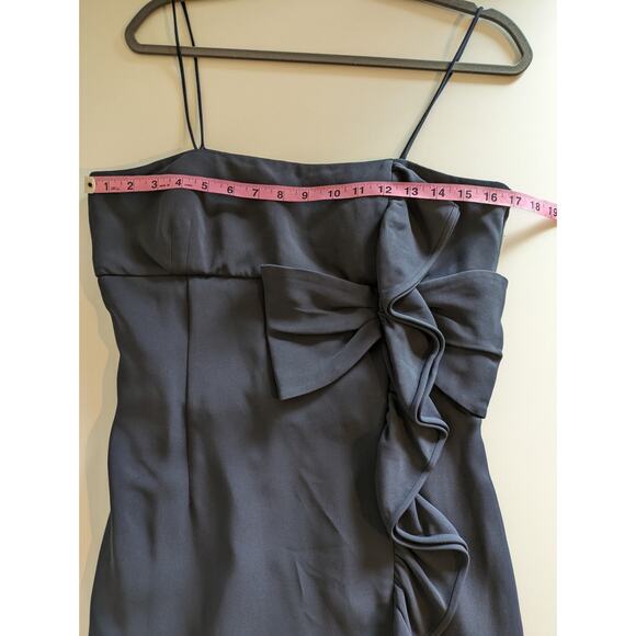 Valentino Dress Formal Bow Ruffle Satin Trim Evening Navy Blue Vintage Size 10 - Picture 10 of 15